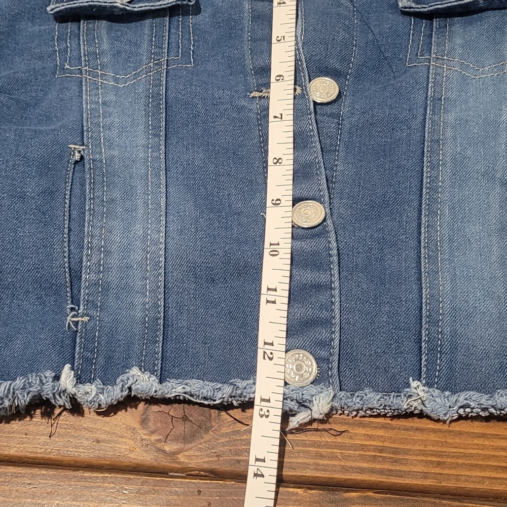 Nwot bebe Cropped Denim Jacket Girls Sz M 10/12 Read Post Measurements - Picture 12 of 14